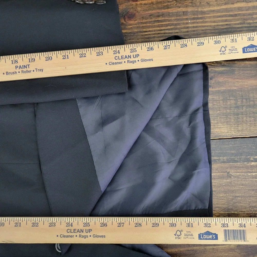 Chaps Men's Sport Coat Blazer Two Button Solid‎ Black Twill Wool Size 42L